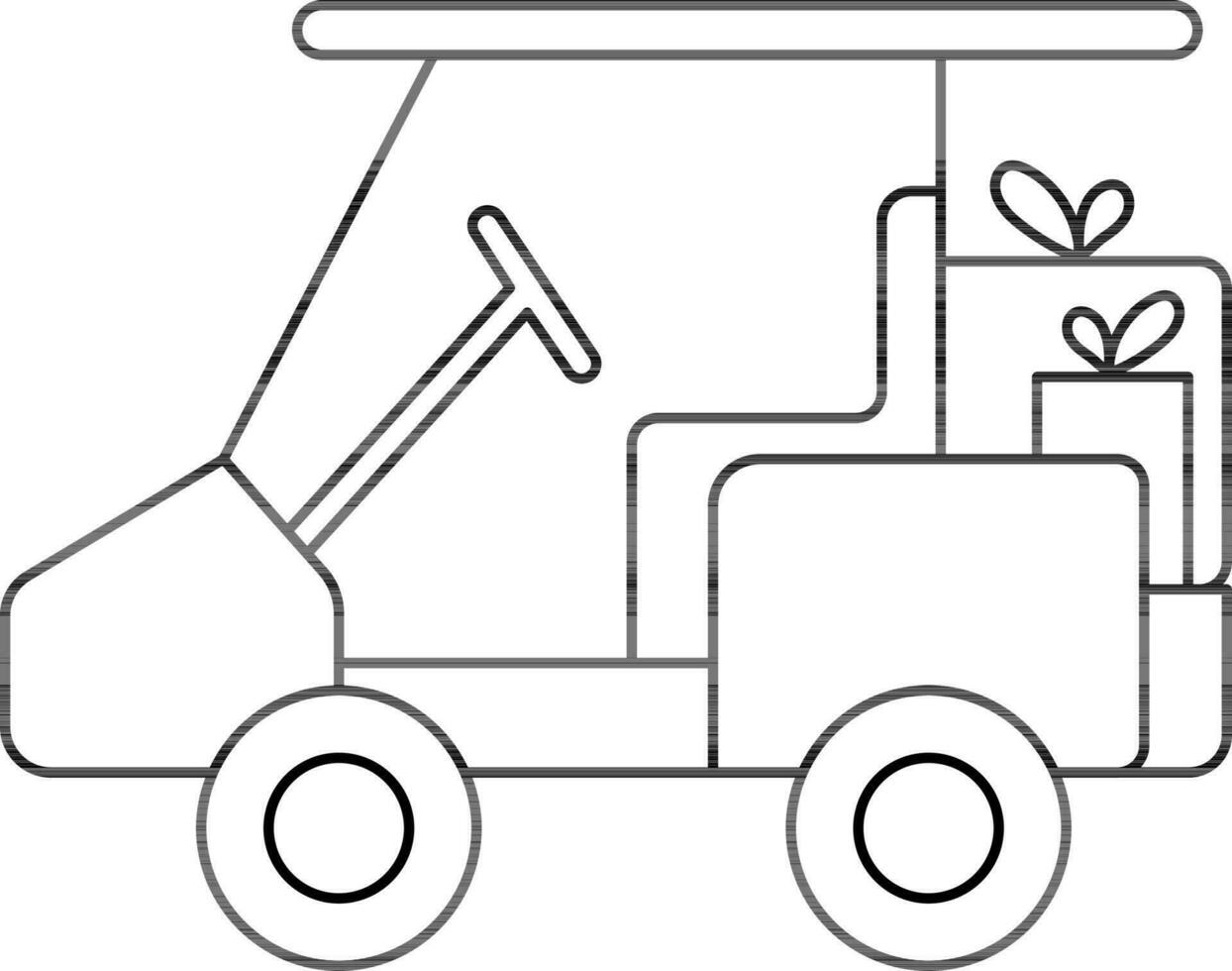 Delivery Ricksaw Or Vehicle Icon In Black Outline. vector