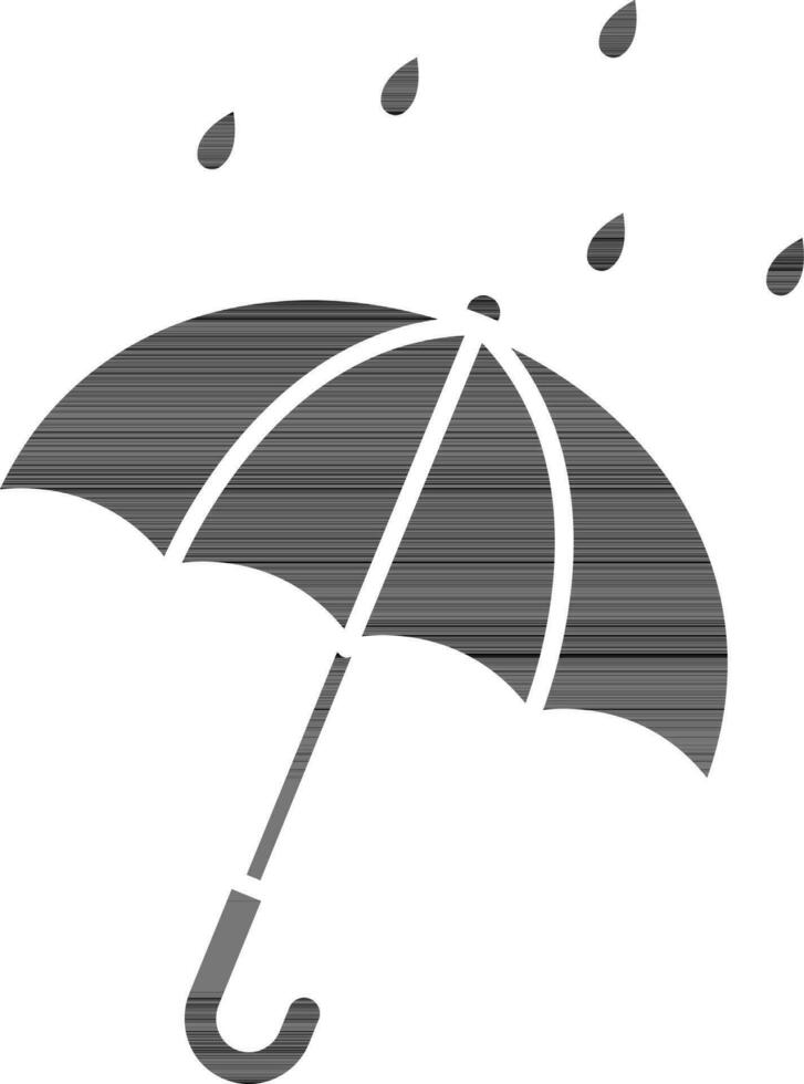 Glyph Style Umbrella And Rain Icon. vector