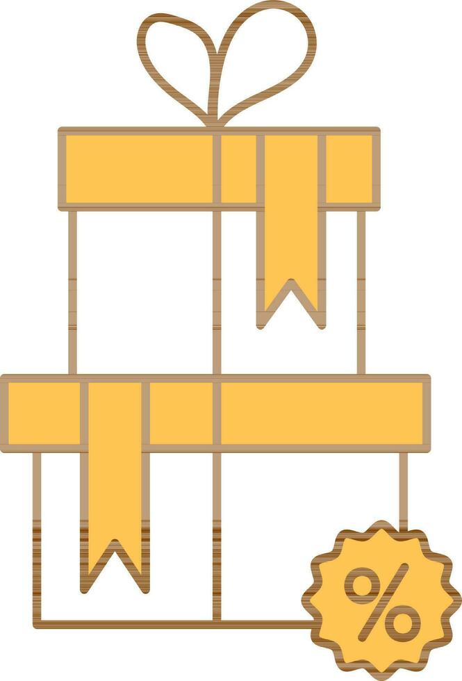 Gift Boxes With Percentage Offer Icon In Flat Style. vector