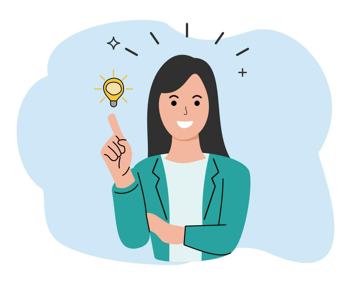 illustration finding ideas concept. businessman holding a light bulb for innovation idea concept. creative bulb idea concept vector