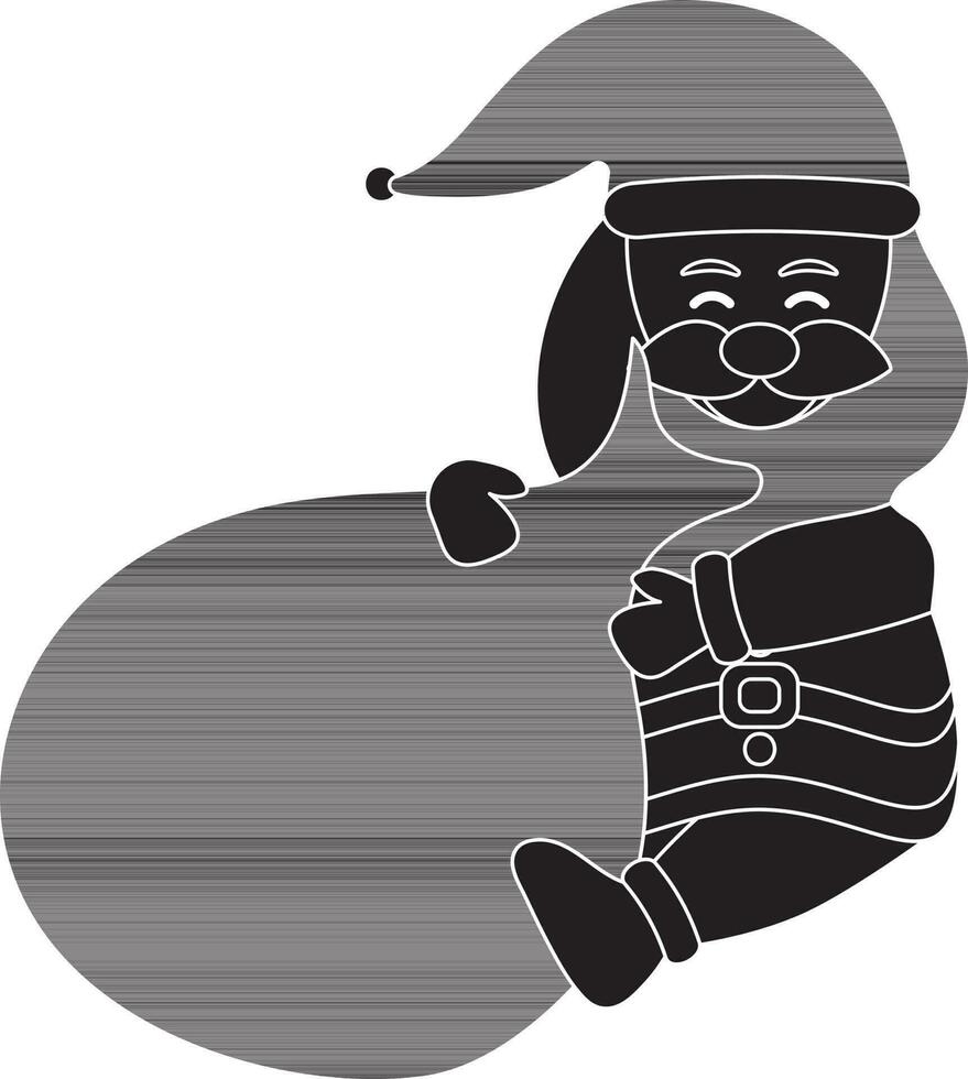 Cartoon Santa Claus Sitting With Heavy Sack In Flat Style. vector