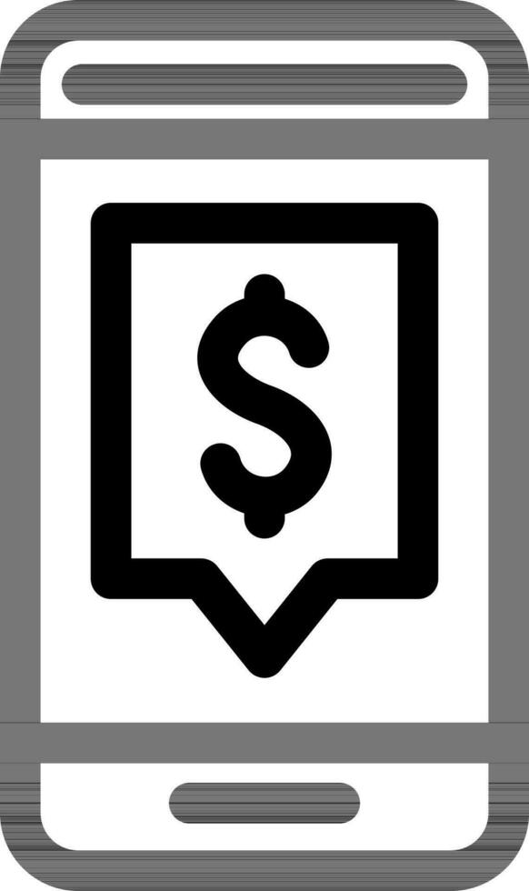 dinero mensaje en teléfono inteligente línea Arte icono para en línea transacción o pago. vector