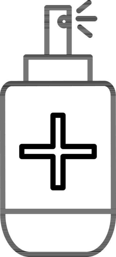 Medical Spray Can Icon In Black Line Art. vector