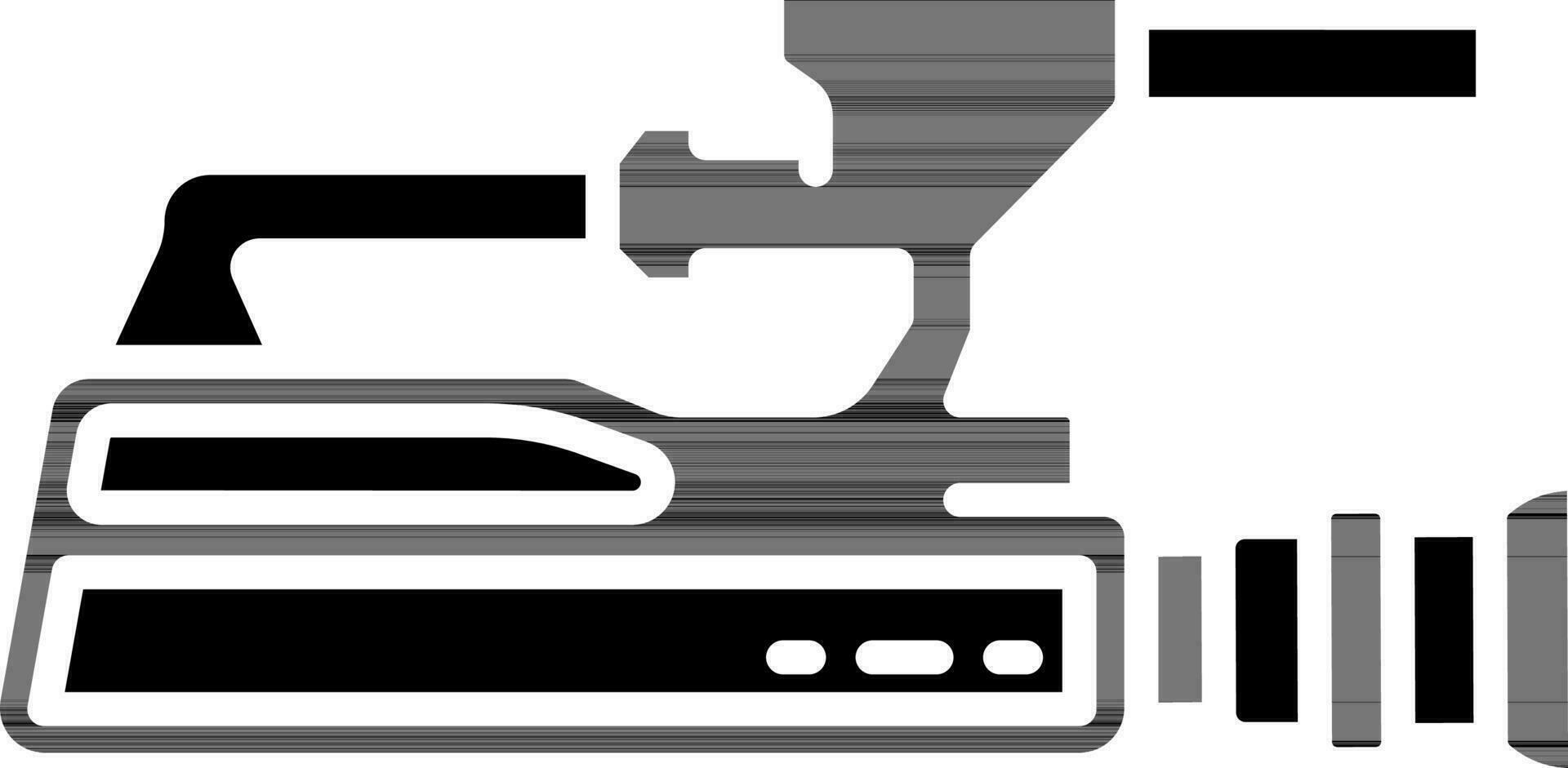 Handheld Video Camera Icon In Black And White Color. vector