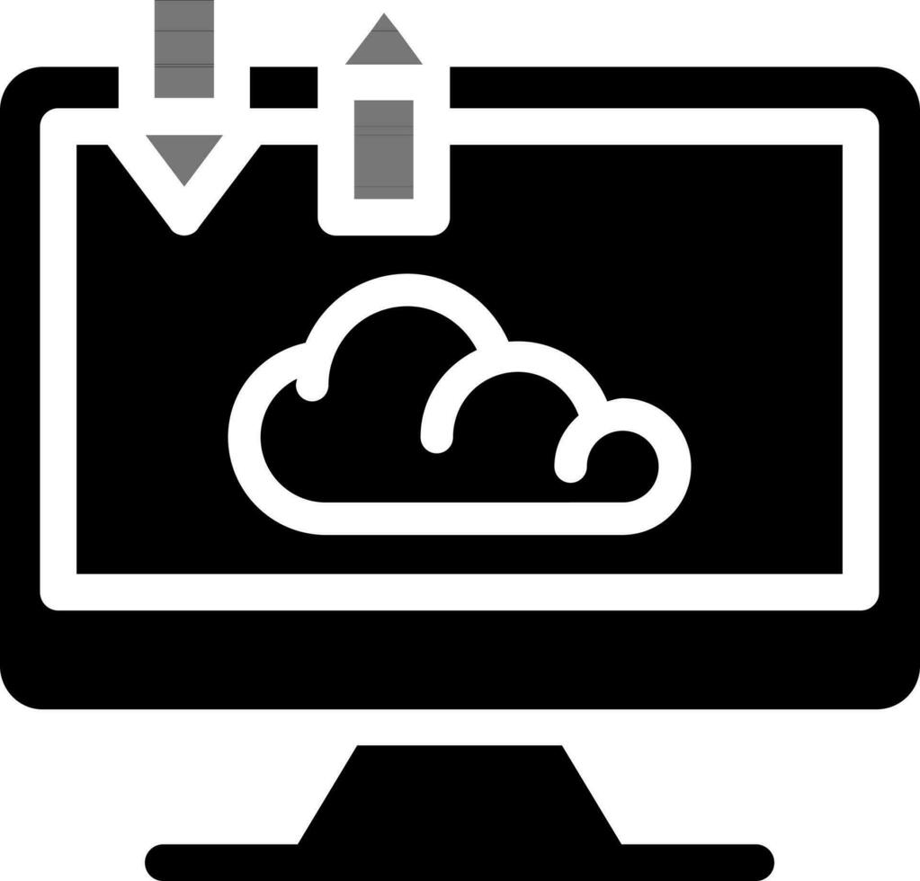 Cloud Storage In Desktop Icon. vector