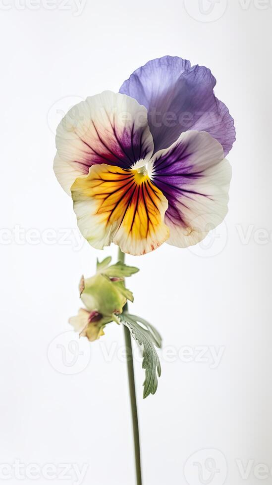 A Beautiful Soft Color Pansy Flower Drawing Vertical Template or Card. . photo