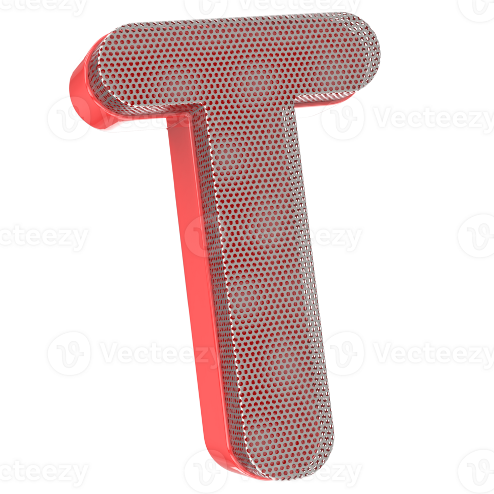 T Font 3D Render png