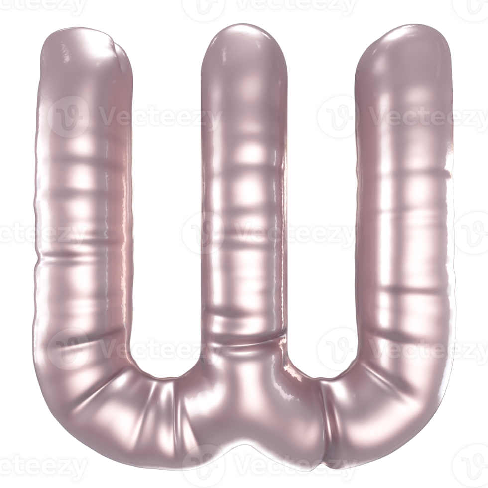 W Font 3D Render png