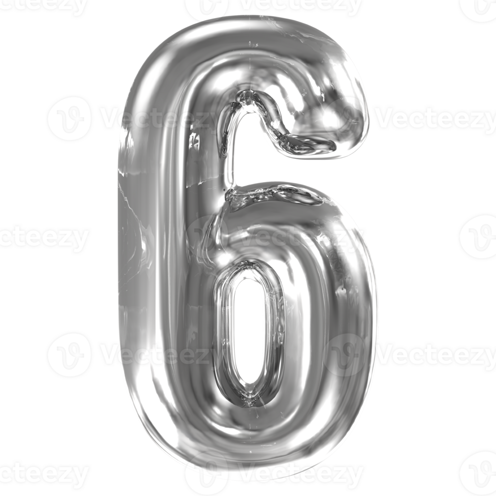Number 6 Ice 3D Render png