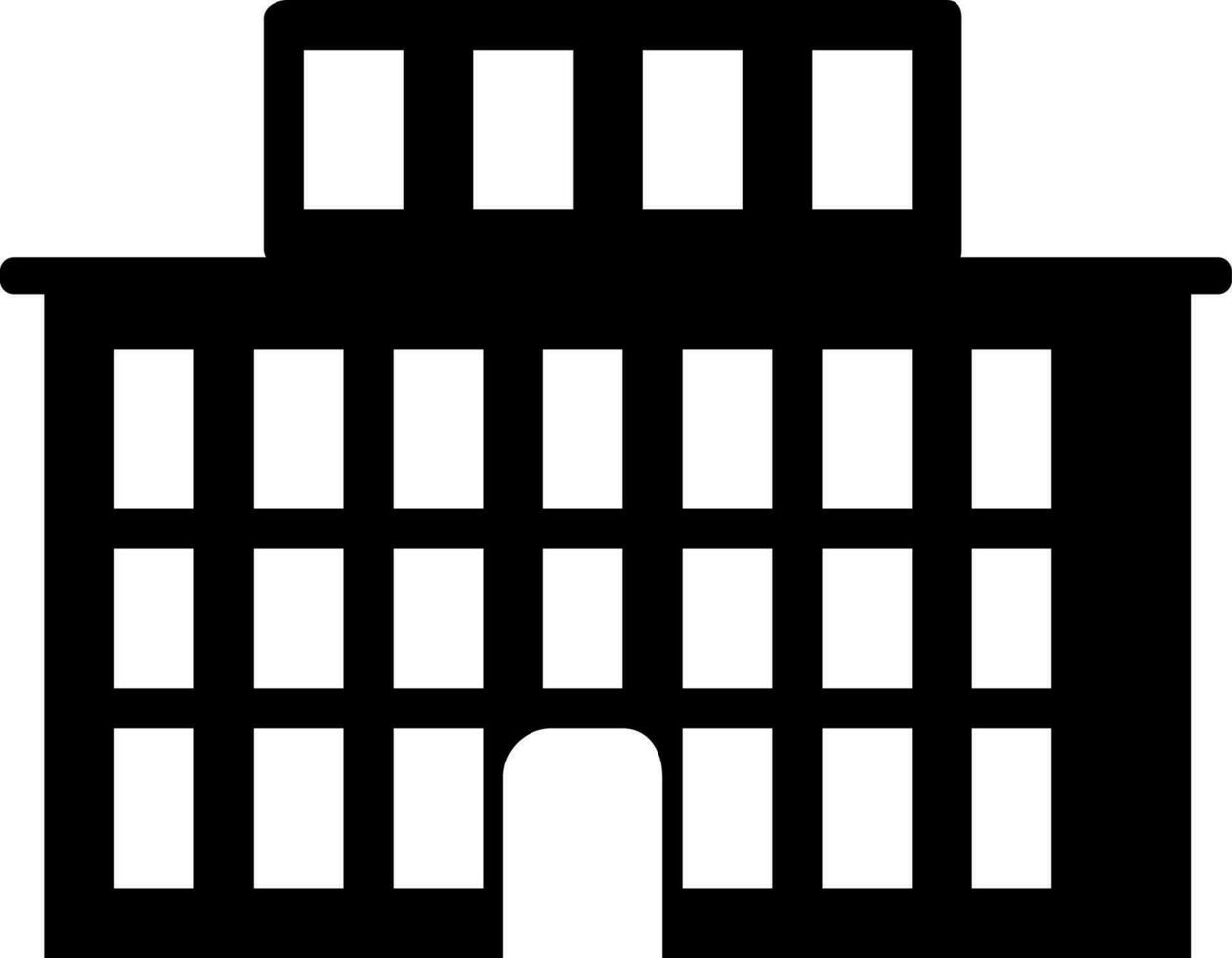 Flat style building in black and white color. vector