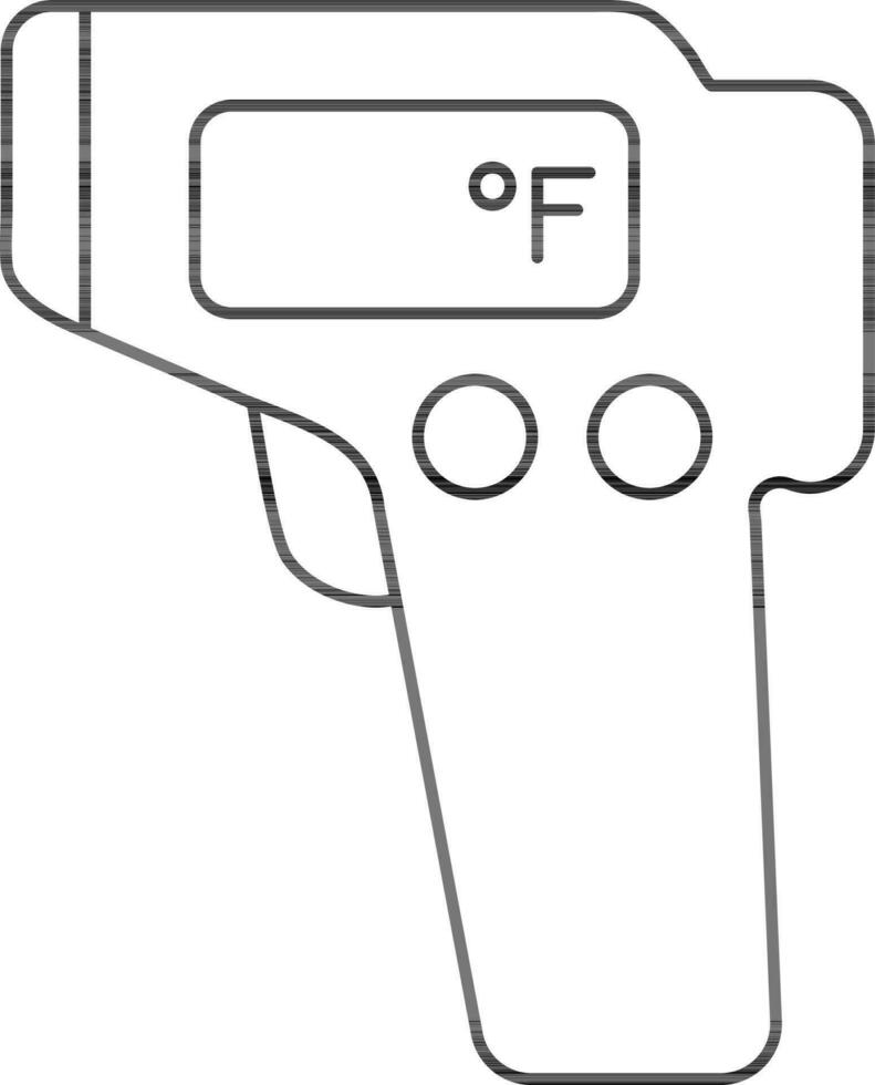 Infrared Thermometer Icon in Black Line Art. vector