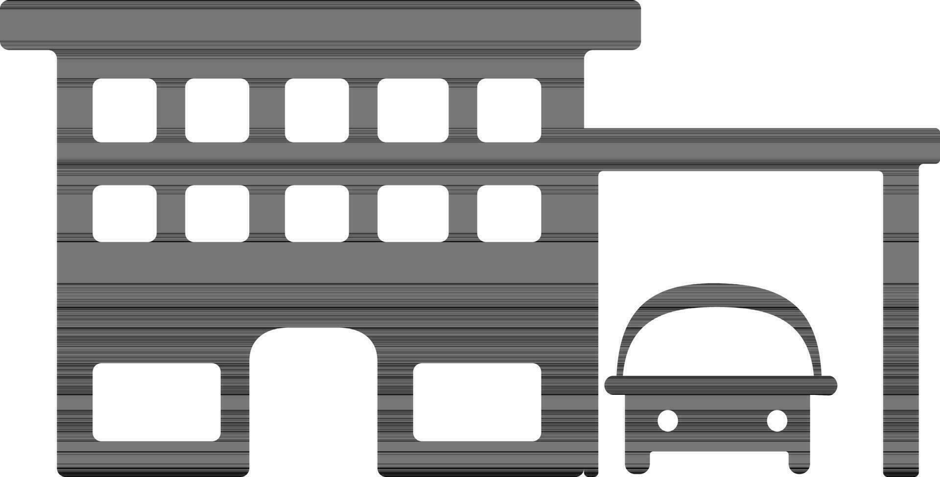 Black and white garage. vector