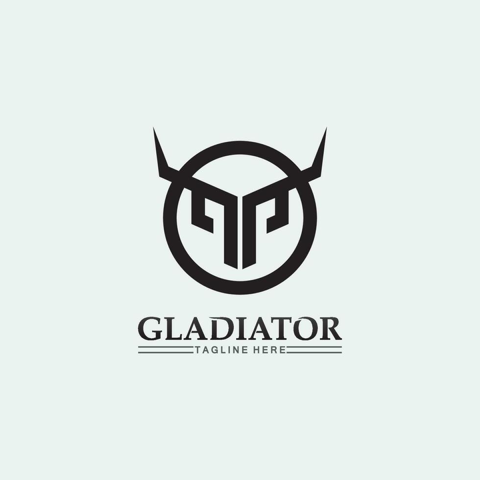 Spartan helmet logo template vector