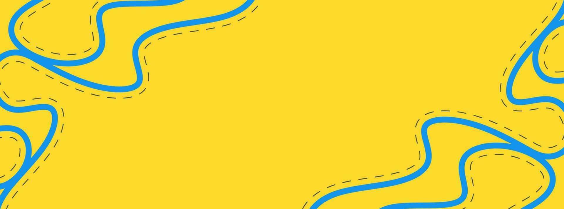 Yellow background with line blue banner design. Vector illustration. Eps10