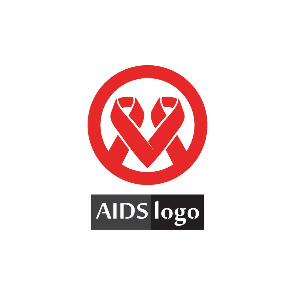 aids ribbon logo and world aids day vector design