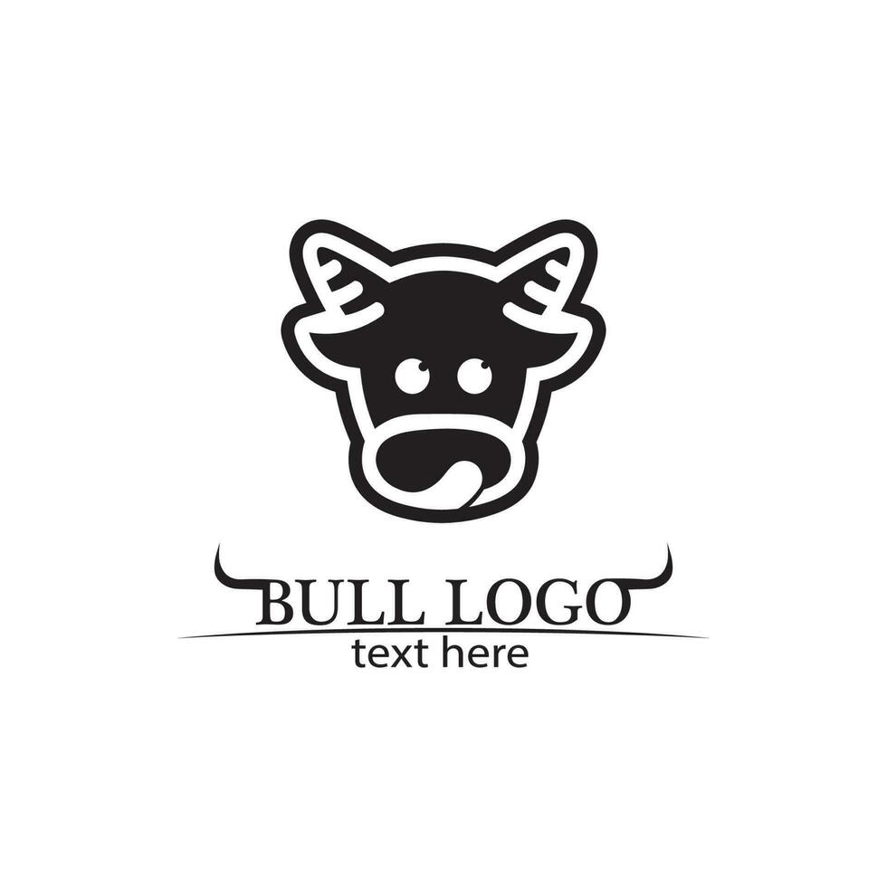 Bull horn and buffalo logo and symbols template icons app vector