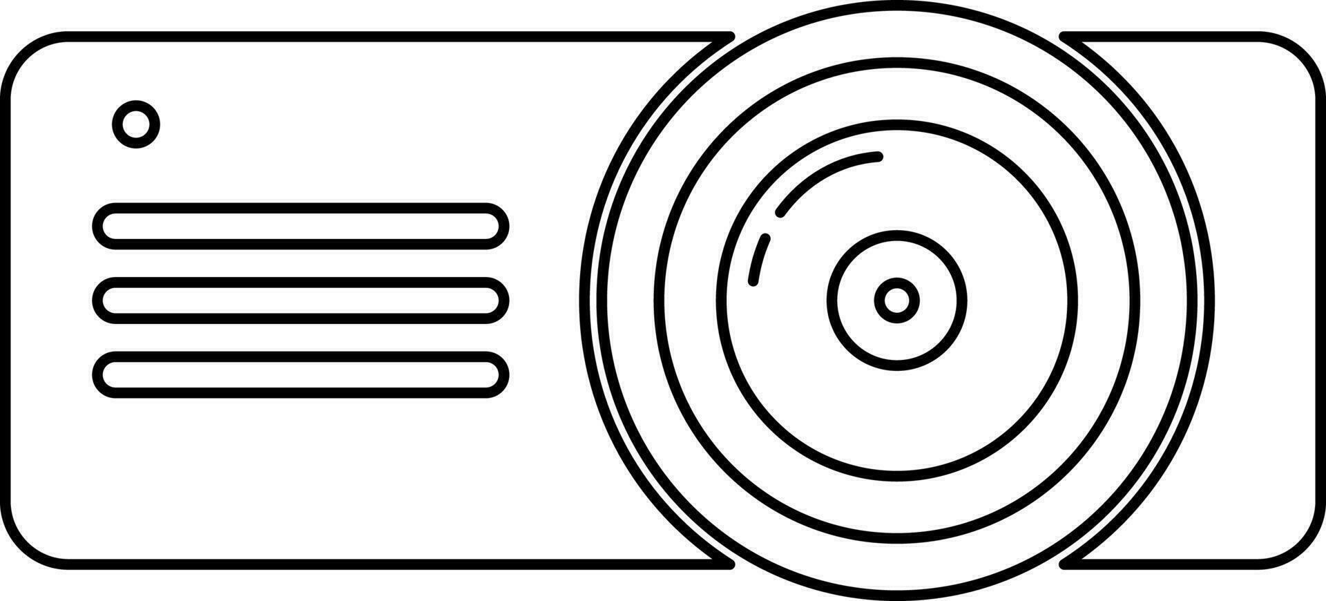 Black line art illustration of a camera. vector