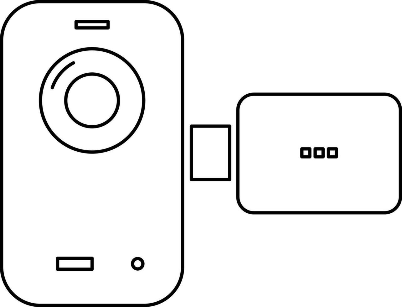 Camcorder in black line art illustration. vector