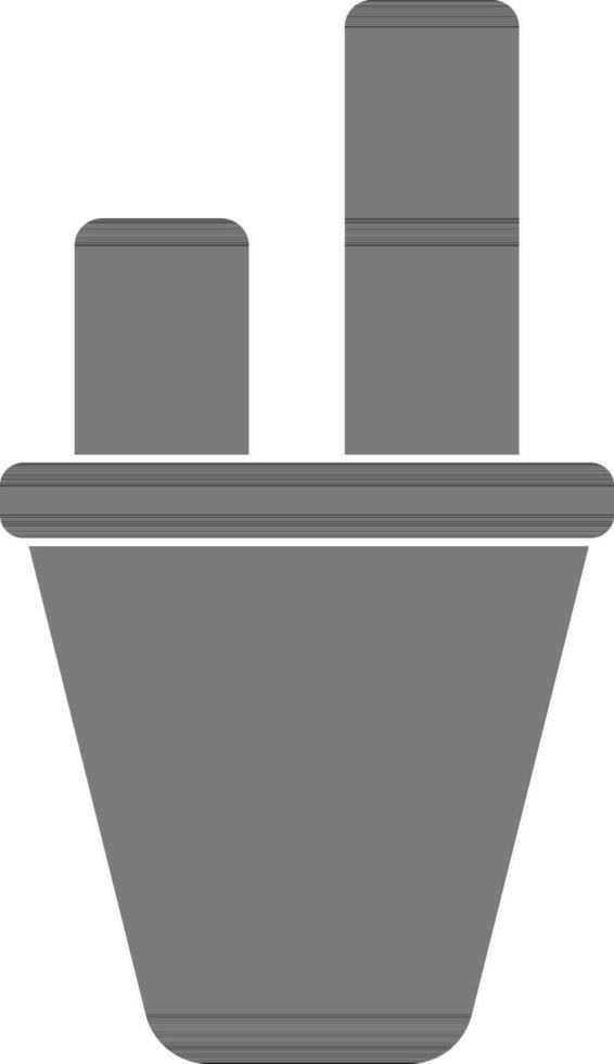 Black and white flower pot with cactus plant. vector