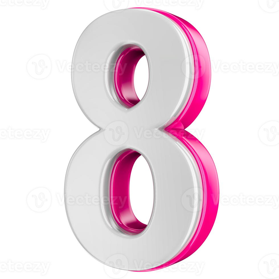 Nummer 8 Rosa 3d machen png