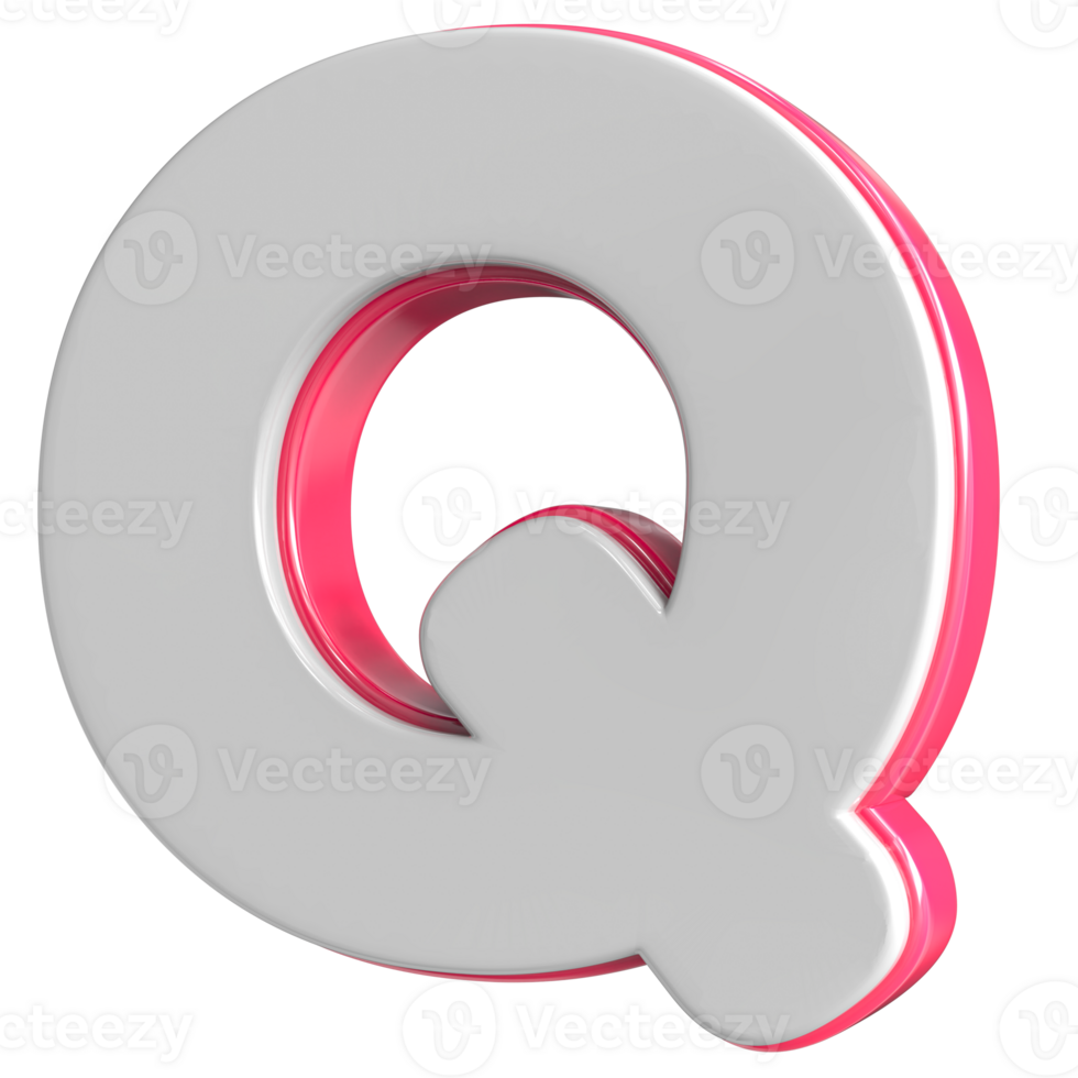 Letter Q White With Pink 3D Render png