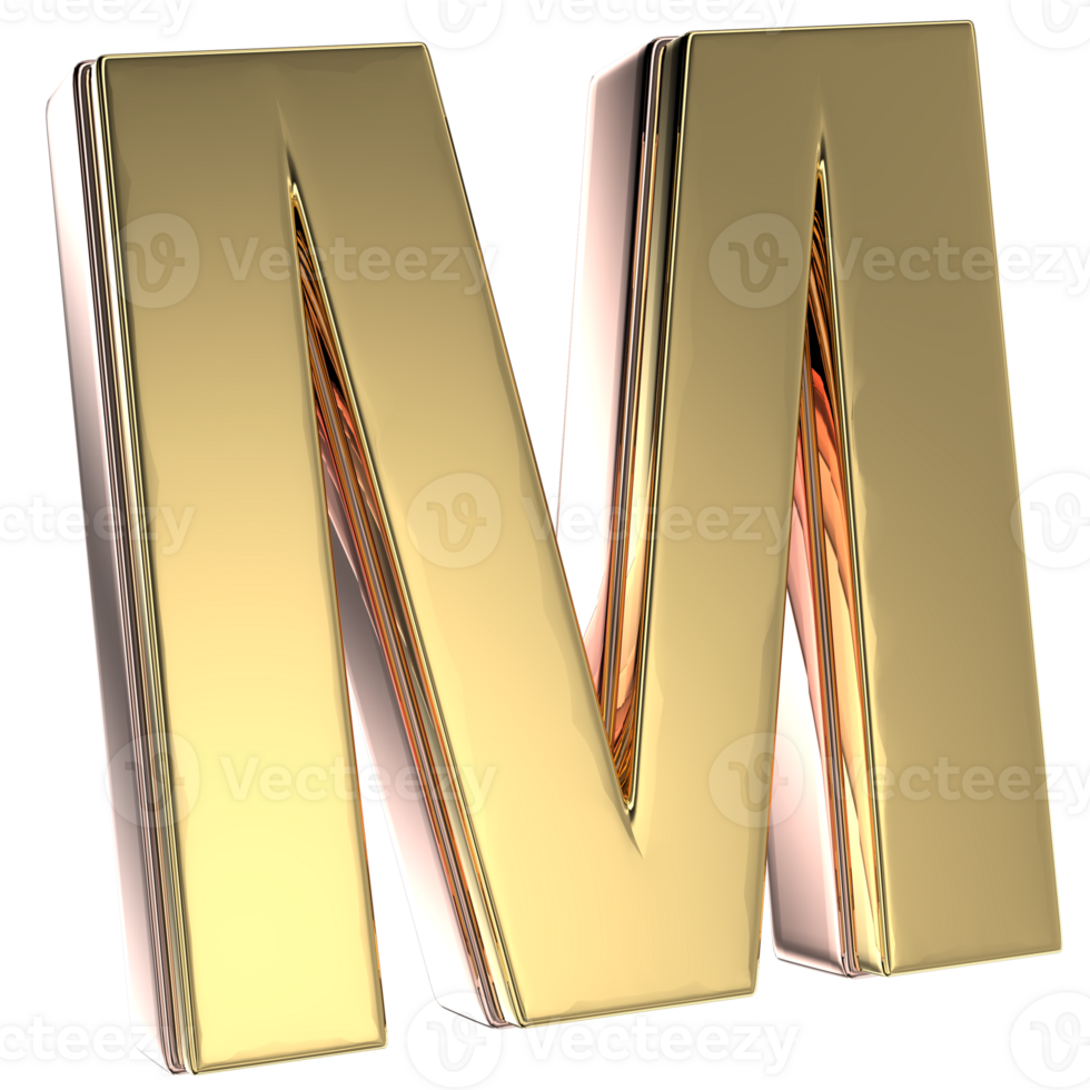 M Font 3D Render png