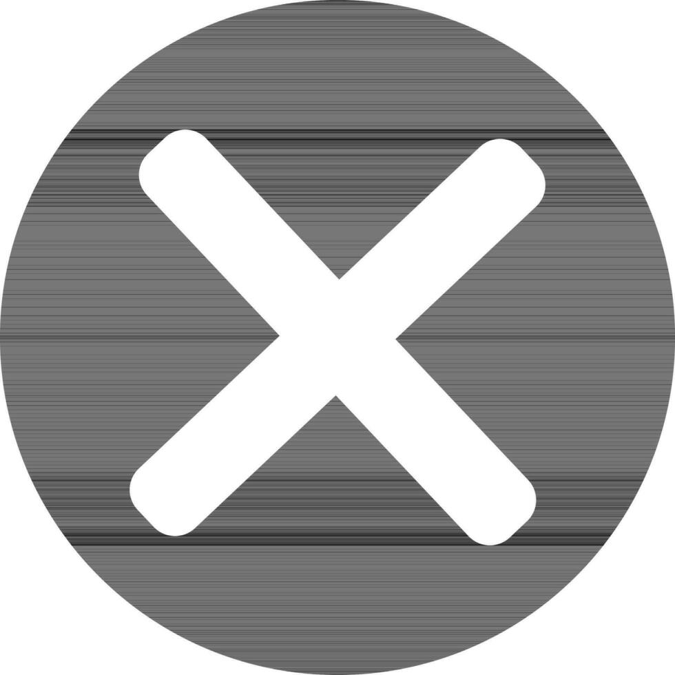 White wrong mark sign on black circle. vector