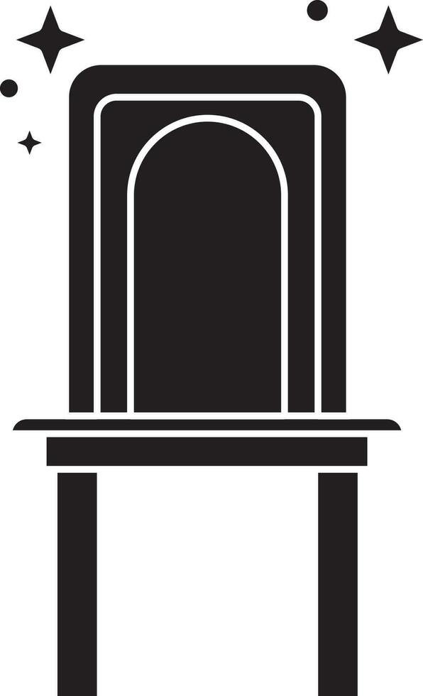 silla icono en negro y blanco color. vector