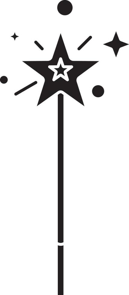 Magic Stick Icon In Black And White Color. vector