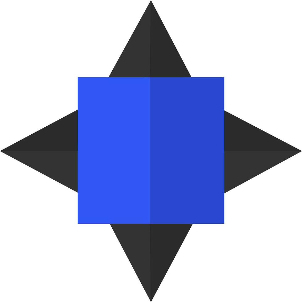 Flat style black and blue geometric element. vector