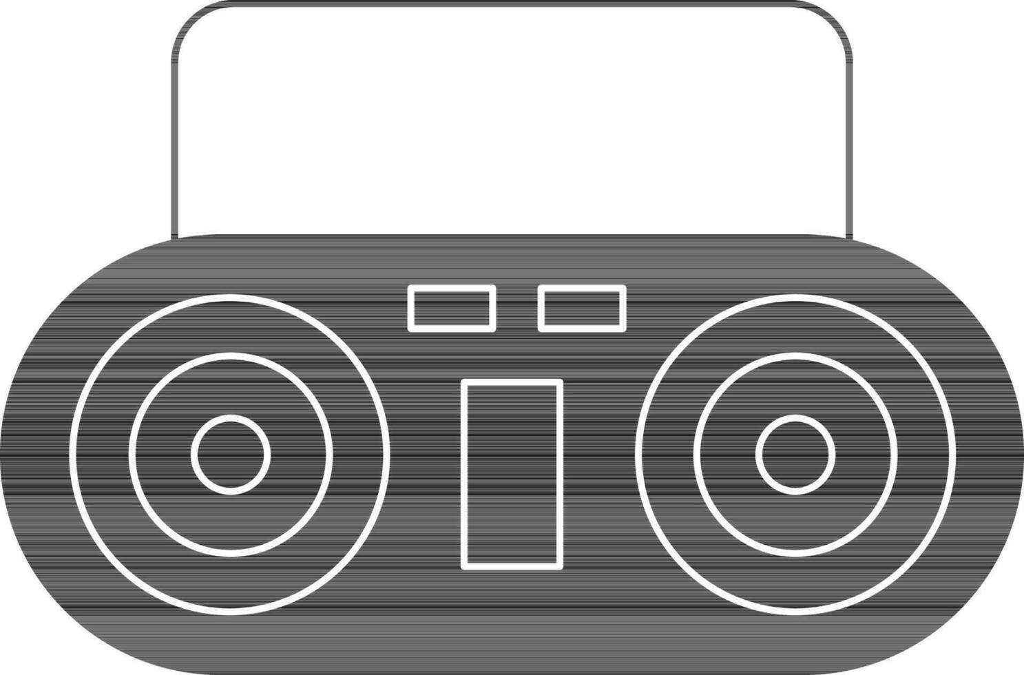 Tape Recorder Icon In Black And White Color. vector