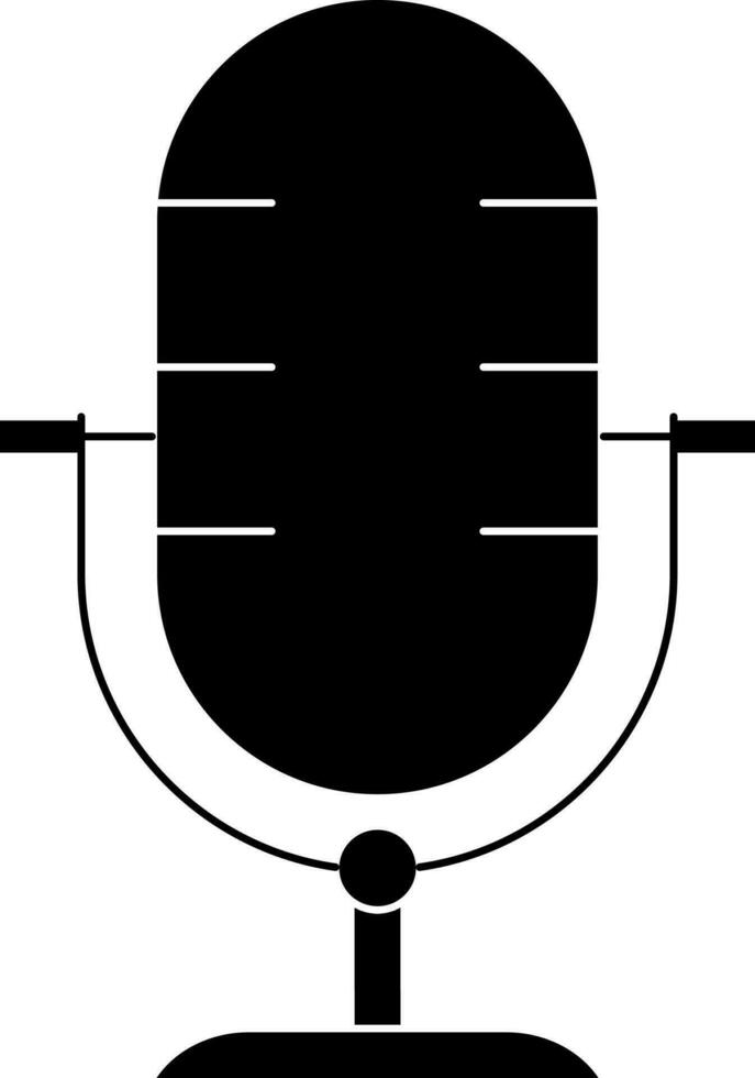 Microphone Icon In Black And White Color. vector