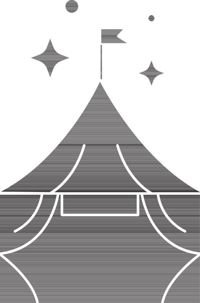 Circus Tent Icon In Black And White Color. vector