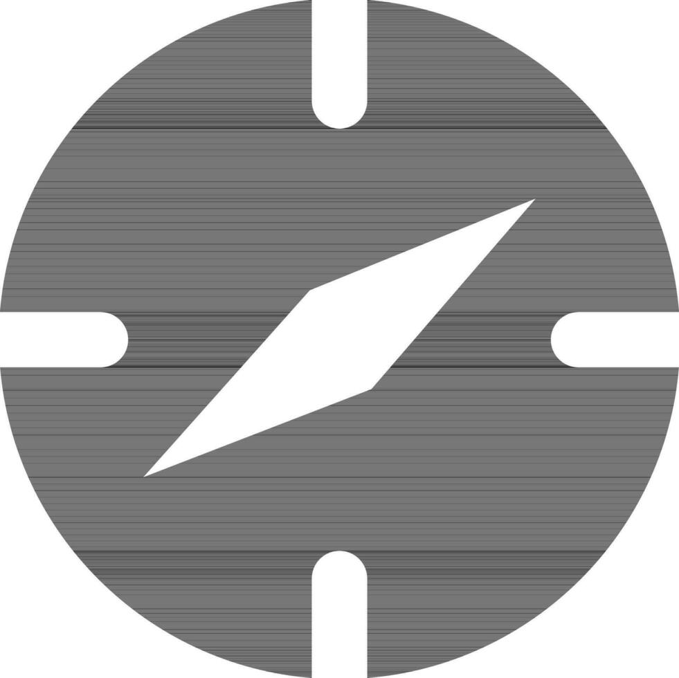 Flat style compass in black and white color. vector