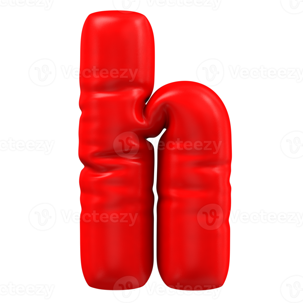 3d render of Red Letter balloons h Letter png