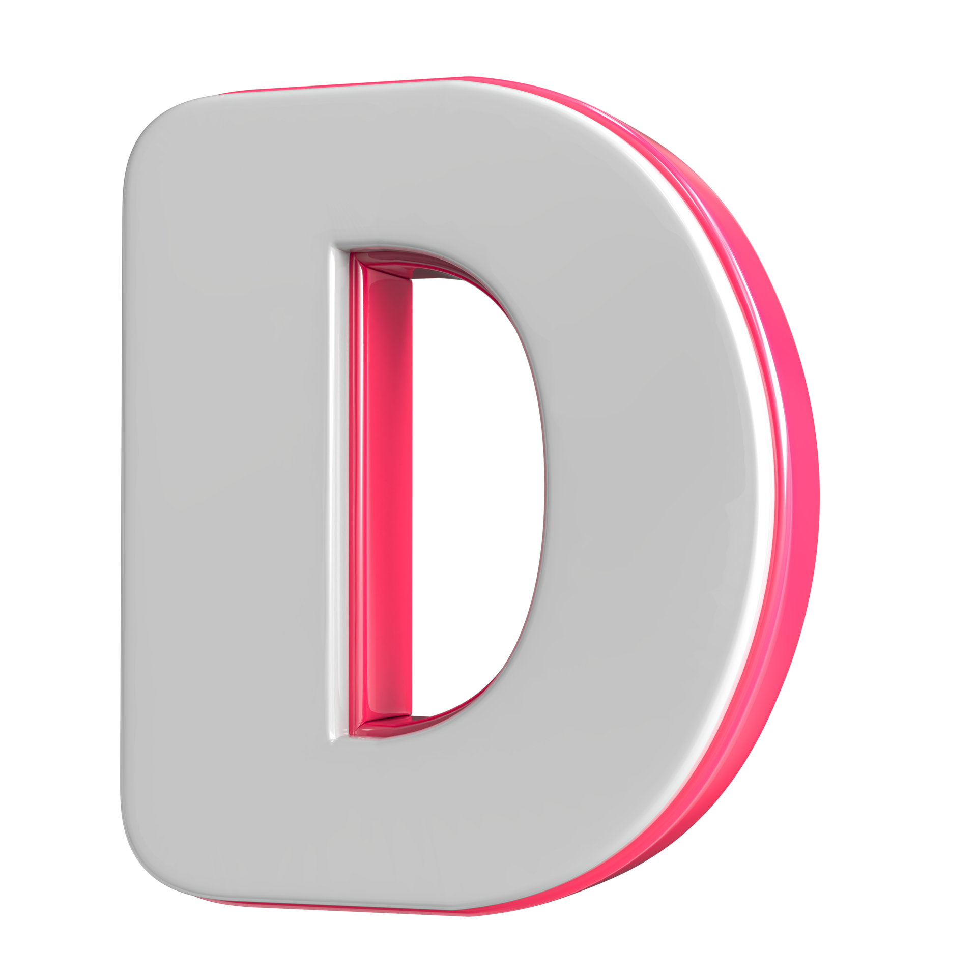 Letter D White With Pink 3D Render 24340841 PNG