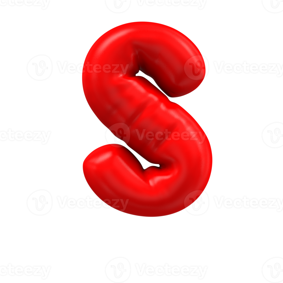 3d render of Red Letter balloons s Letter 24340843 PNG