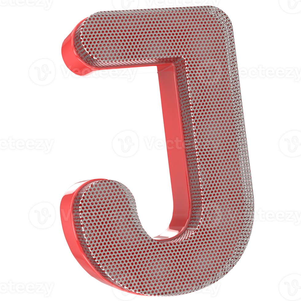 J Font 3D Render png