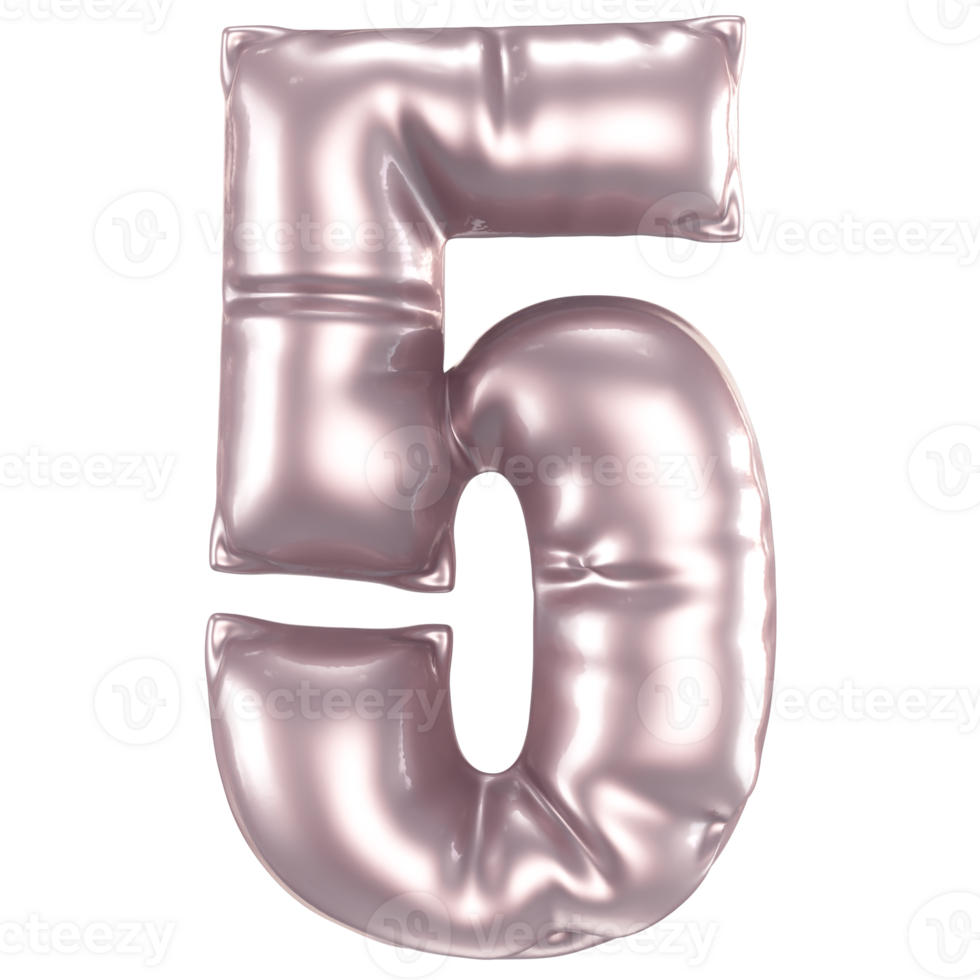 5 Number 3D Render png