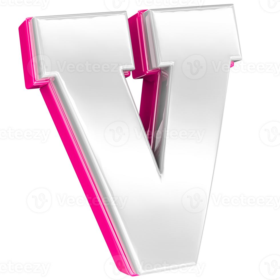 Font V Pink 3D Render png