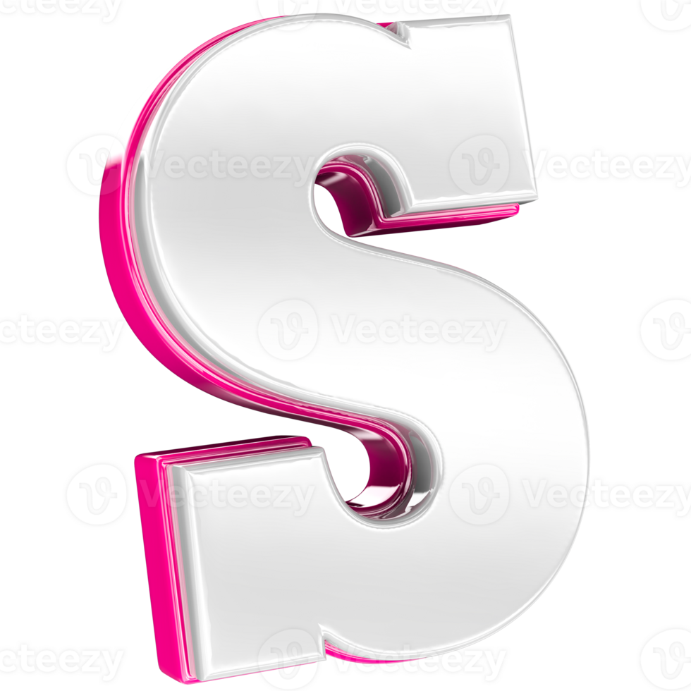 Font S Pink 3D Render png
