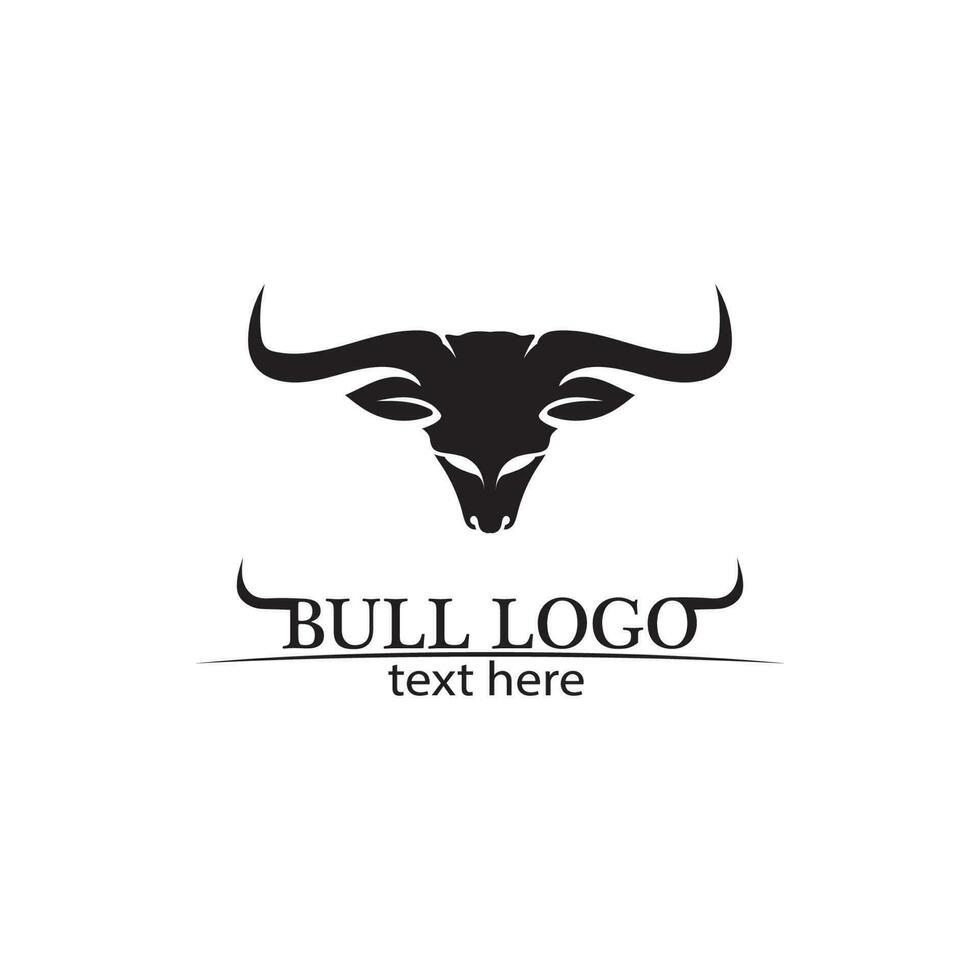 Bull horn and buffalo logo and symbols template icons app vector