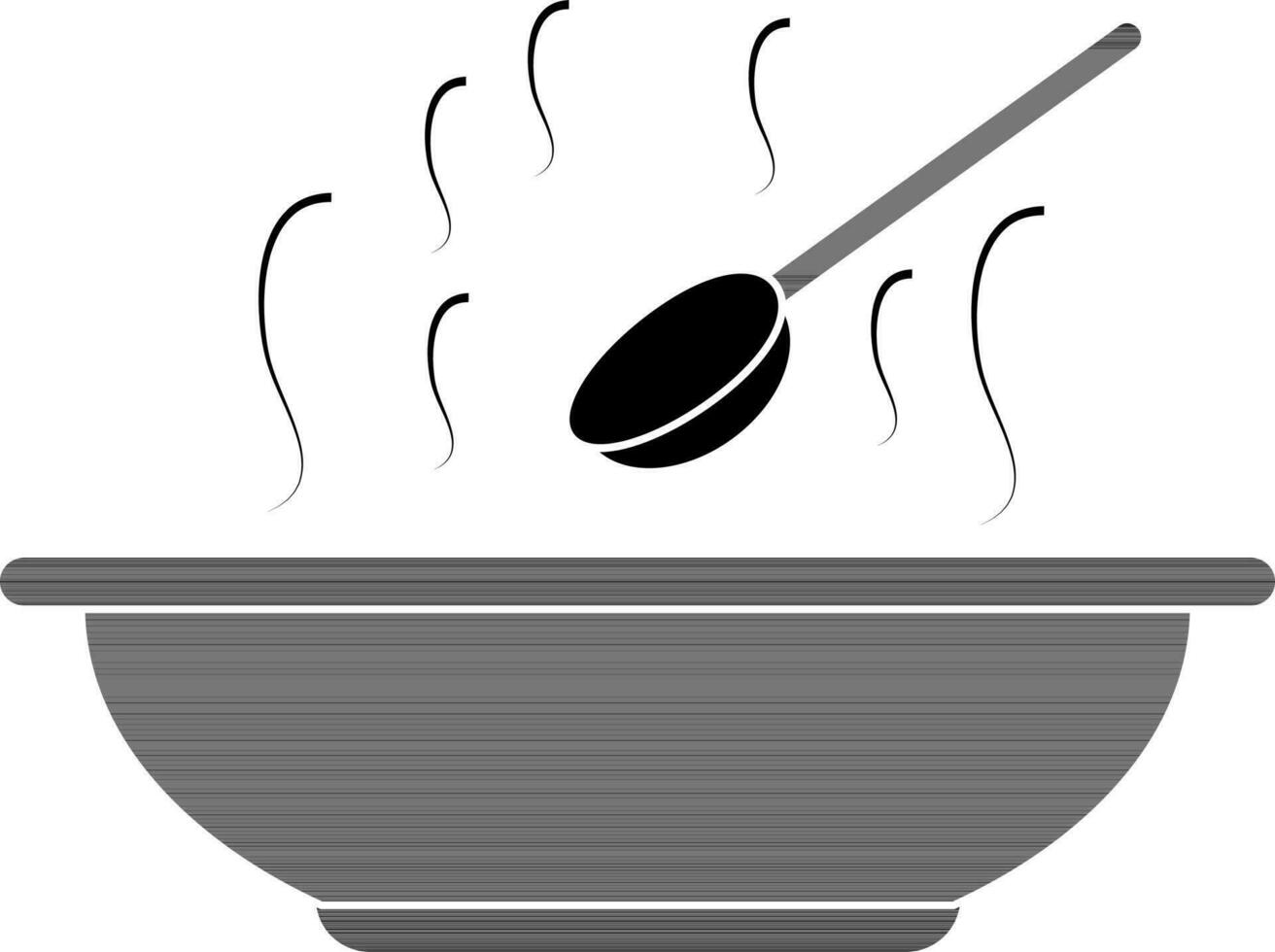 Hot bowl with spoon in flat style. vector