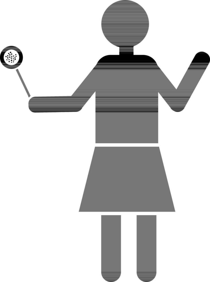 Character of woman holding cooking spoon. vector