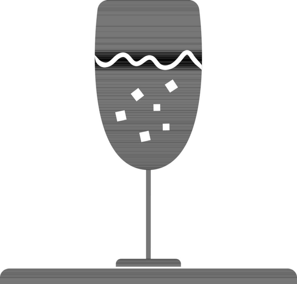 Ice cubes in black cocktail glass. vector