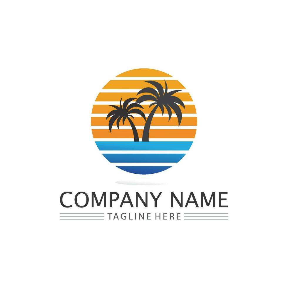 Palm tree summer logo template vector