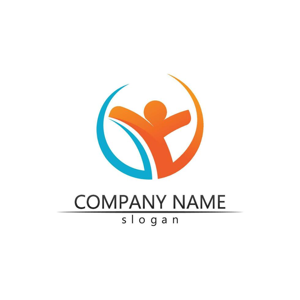 Cuidado del logotipo del vector de la comunidad de personas, red de grupo y plantilla de diseño de icono social