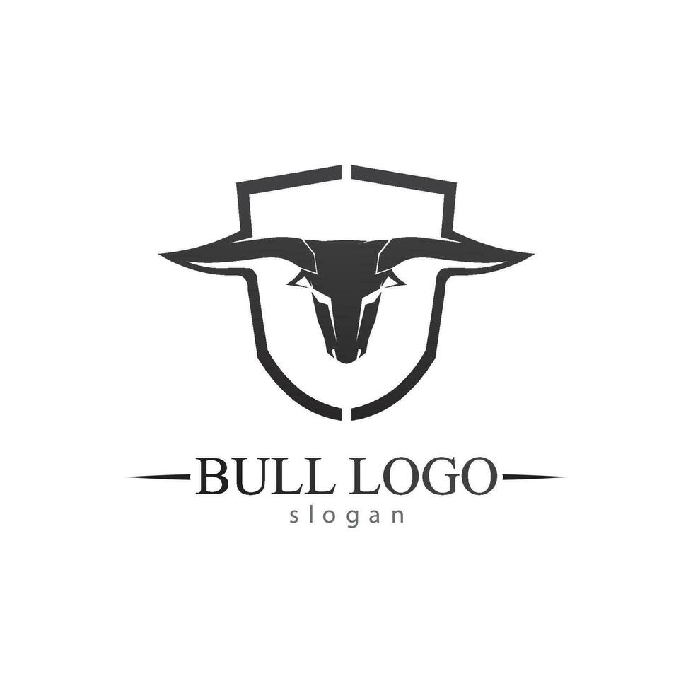 Aplicación de iconos de plantilla de logotipo y símbolos de cuerno de toro y búfalo vector