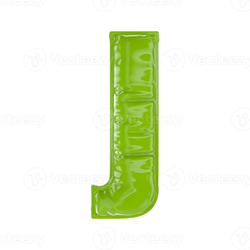 J Green Balloon Font 3d render png