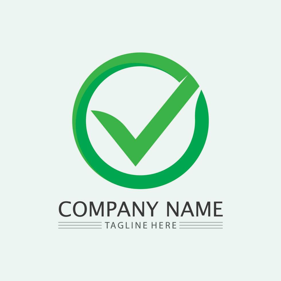 Checklist check mark logo vector or icon. Tick symbol in green color illustration. Accept okey symbol for approvement or cheklist design